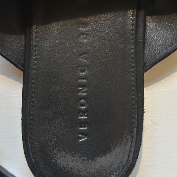 Veronica Beard Salva Black Suede Sandals with Tan Buckle - Picture 4 of 9
